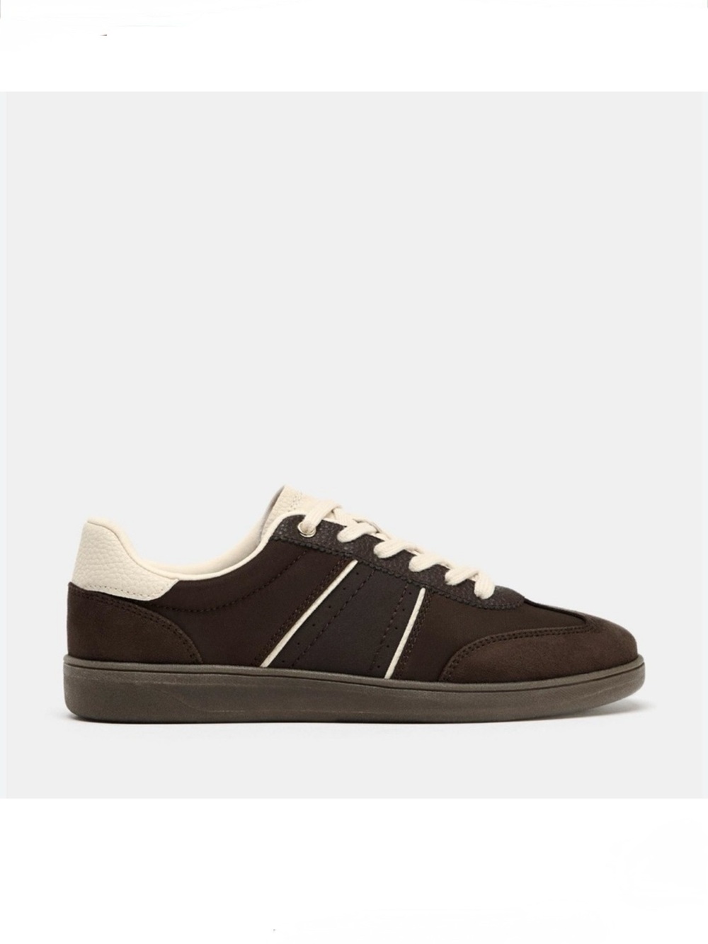 Zara Brown and Cream Low-Top Athletic Sneakers